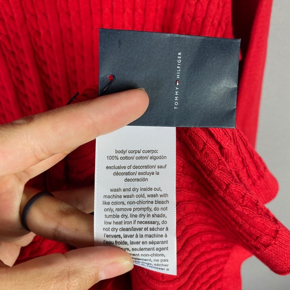 Tommy Hilfiger Womens Cable Knit Crewneck Pullover Sweater Gold Buttons … - Picture 7 of 8